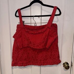 Free People Top and Skirt Red Lace Set